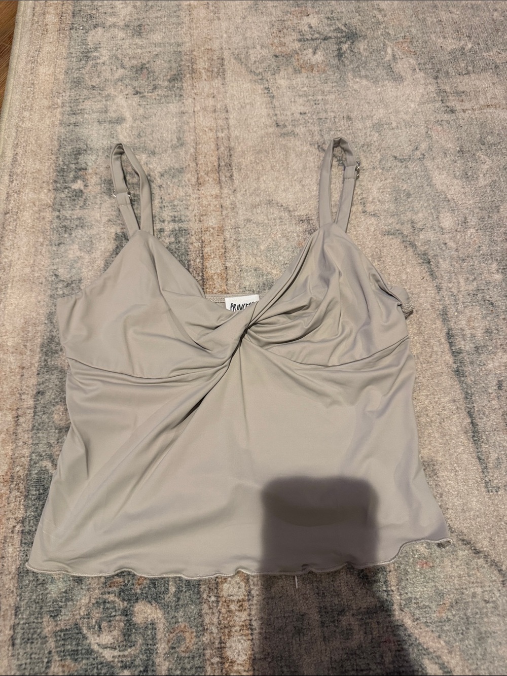 Princess Polly Twist-Front Cami Tank - Light Gray